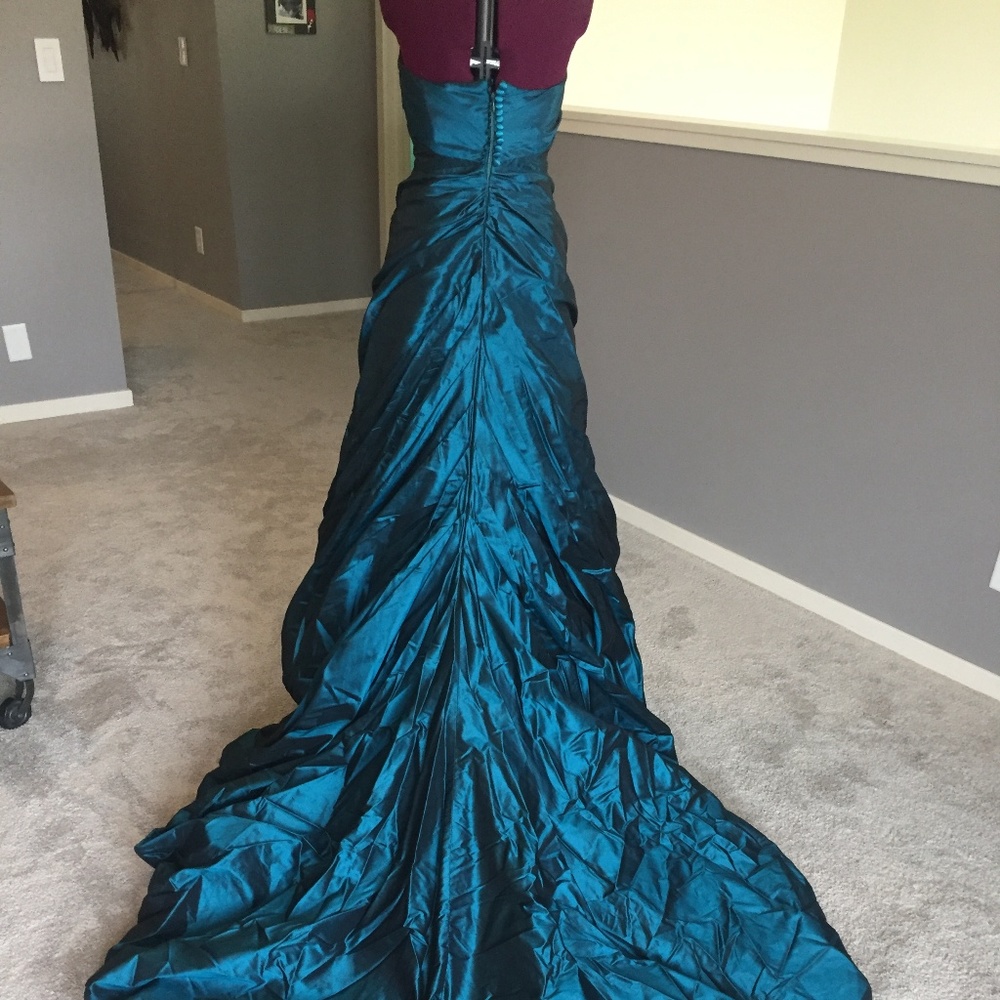 Justina Mccaffrey Taffeta Teal Ballgown